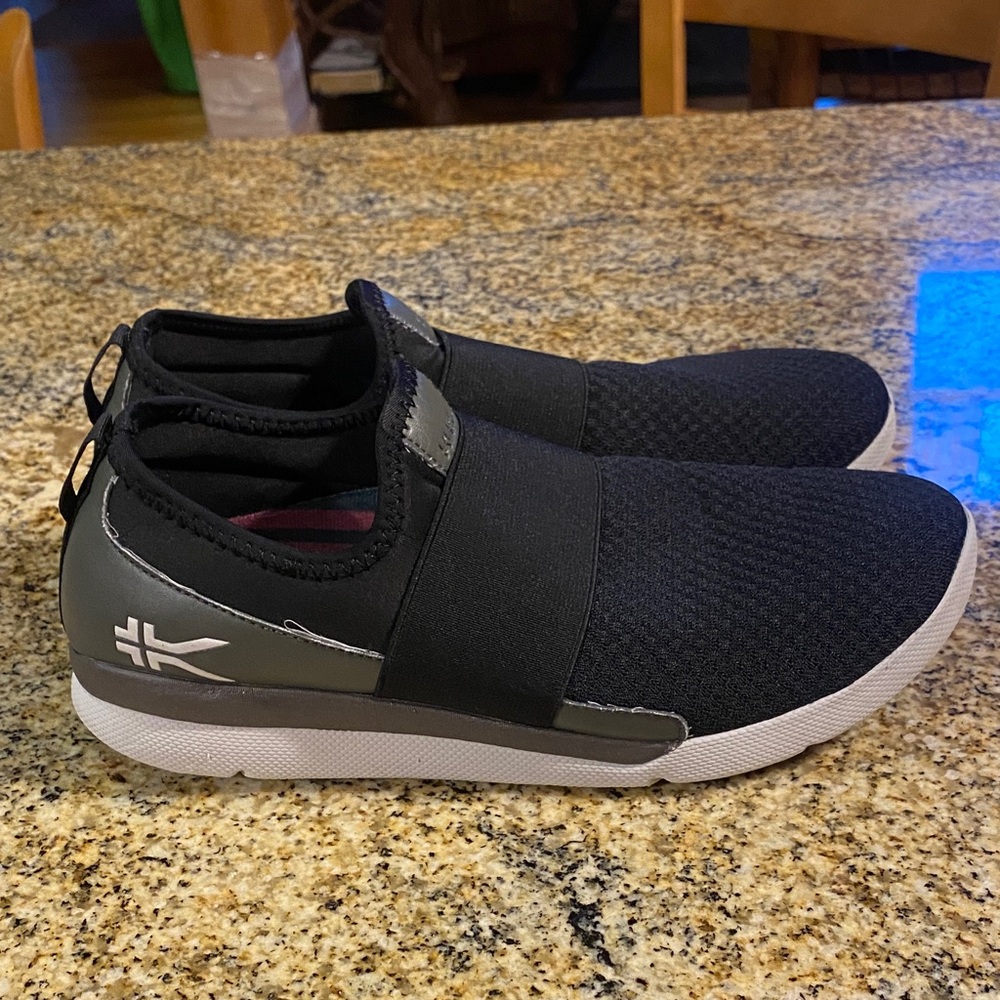 KURU Women's Black Slip-On Sneakers with White Sole
